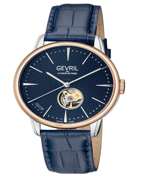 Часы Gevril Mulberry Blue Leather 42mm