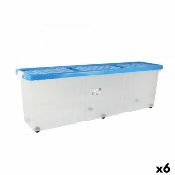 Контейнер для хранения с крышкой Tontarelli Прозрачный синий пластик 120 x 30 x 39 см на колесиках (6 штук)