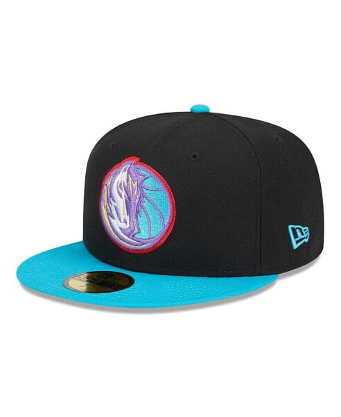 Men's Black, Turquoise Dallas Mavericks Arcade Scheme 59FIFTY Fitted Hat