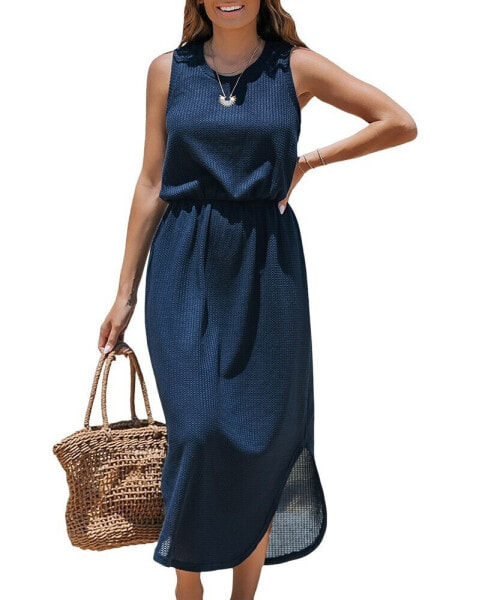 Women's Navy Blue Midi Beach Dress