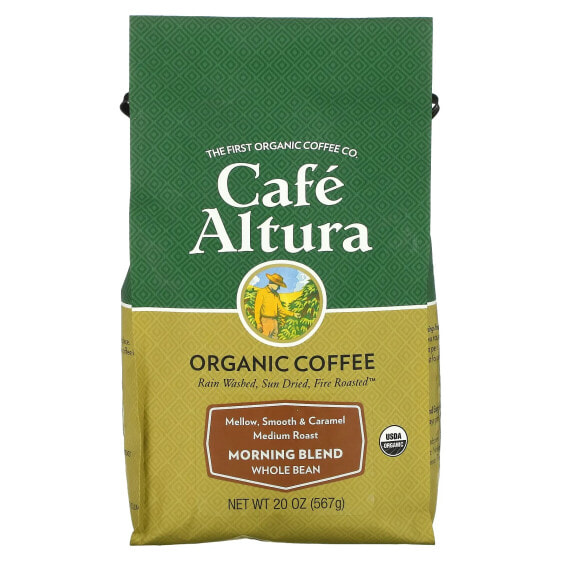 Organic Coffee, Morning Blend, Whole Bean, Medium Roast, 20 oz (567 g)