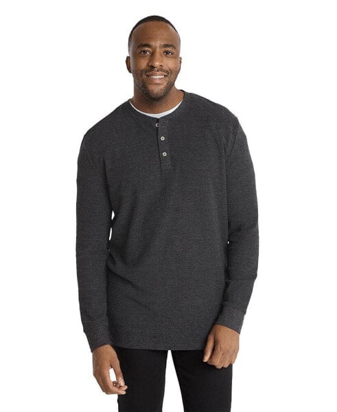 Mens Waffle Henley Long Sleeve Tshirt Big & Tall