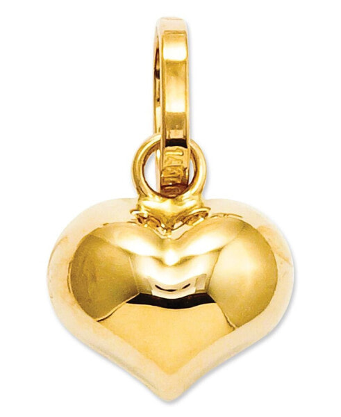 14k Gold Charm, Puffed Heart Charm