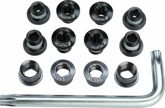 FSA Torx T-30 Alloy Road Triple Chainring Nut/Bolt Set wiith tool, Black?�