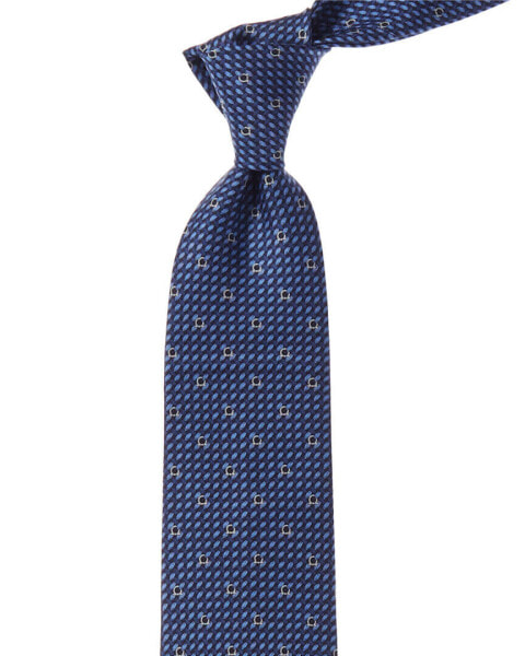 Ferragamo Blue Woven Gancini Silk Tie Men's Blue Ns