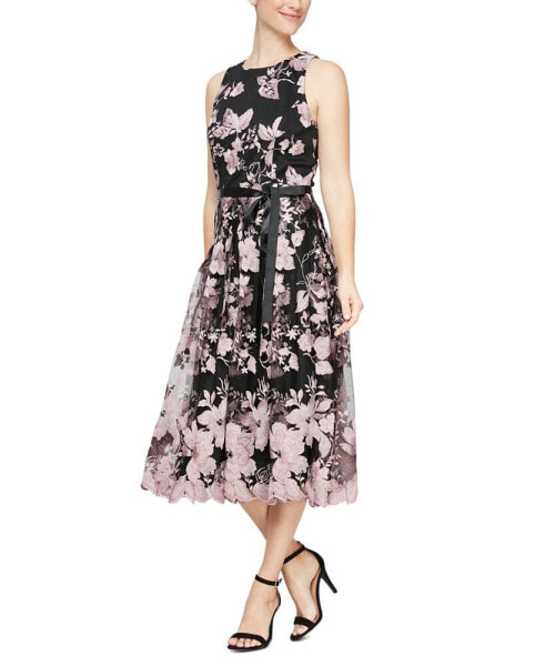 Women's Floral-Embroidered Midi Dress