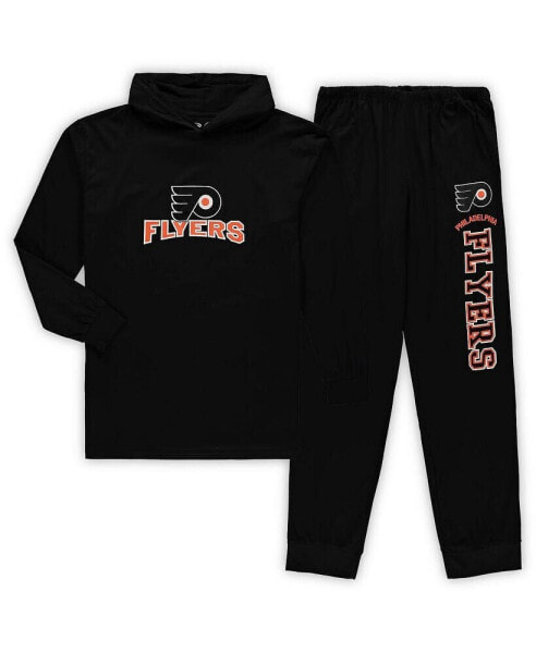 Пижама Concepts Sport мужская черная Philadelphia Flyers больших размеров с капюшоном и брюки для сна