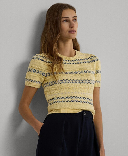 Women's Fair Isle Puff-Sleeve Sweater, Regular & Petite