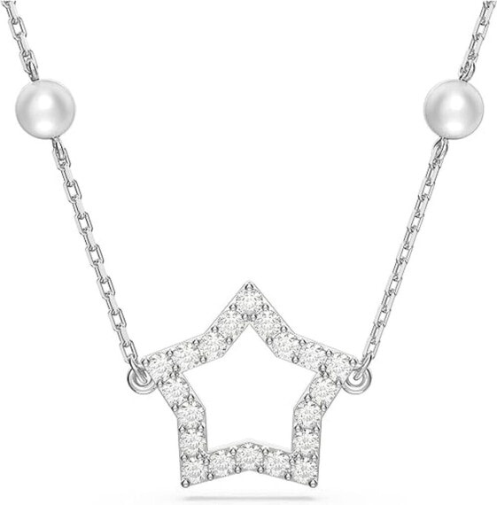 Swarovski Damen Halskette Stella Kristallperlen, Kristalle Stern Weiß Silberfarbe 5645379