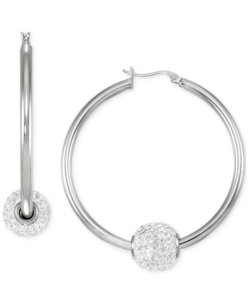 Crystal Pavé Fireball Medium Hoop Earrings, 1-5/8"