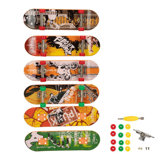 COLOR BABY Set With 6 Mini Finger Skateboard. It Contains 26 Pieces Figure