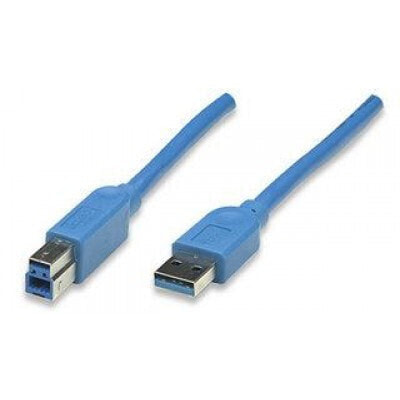 Techly ICOC-U3-AB-005-BL - 0.5 m - USB A - USB B - USB 3.2 Gen 1 (3.1 Gen 1) - 5000 Mbit/s - Blue
