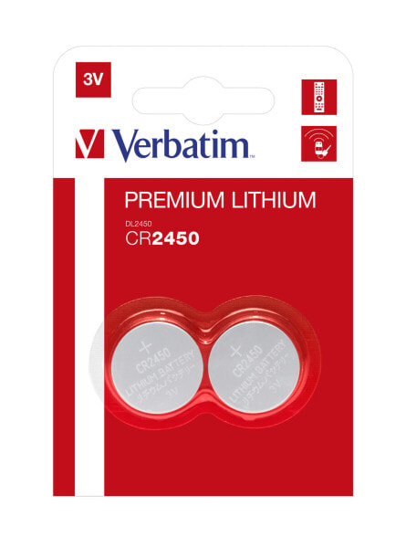 Verbatim CR2450 3V Lithuim Battery (2 pack) - Single-use battery - CR2450 - Lithium - 3 V - 2 pc(s) - 5 mm