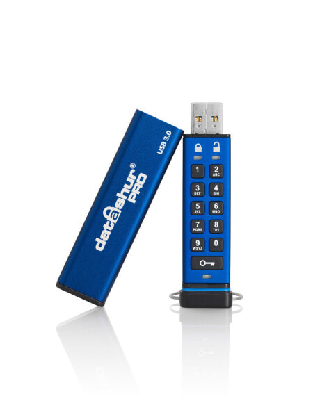 Флеш-накопитель USB 3.0 зашифрованный iStorage datAshur PRO 256-bit 64GB IS-FL-DA3-256-64 64 ГБ - Type-A - 3.2 Gen 1 (3.1 Gen 1) - 116 МБ/с - Синий