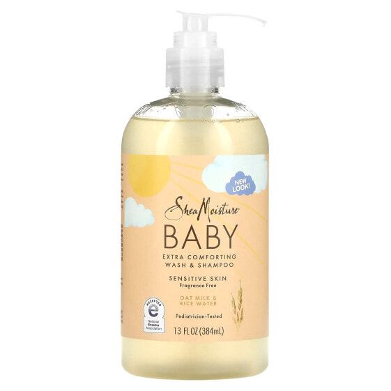 Baby Extra Comforting Wash & Shampoo, Oat Milk & Rice Water, Fragrance Free, 13 fl oz (384 ml)