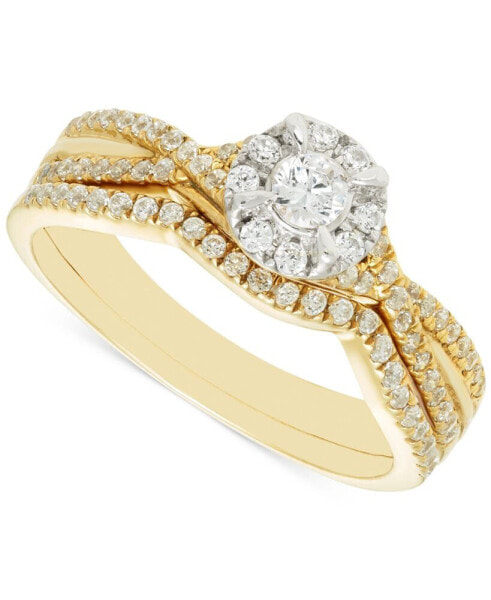 Diamond Halo Twist Bridal Set (1/2 ct. t.w.) in 14k Gold