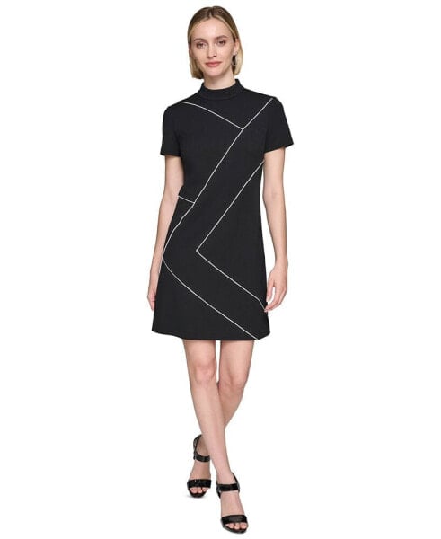 Women's Mock-Neck Short-Sleeve Dress