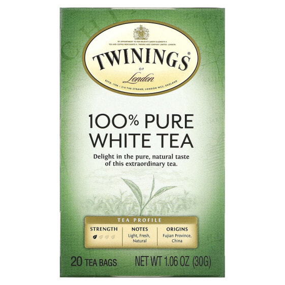Чай белый 100% чистый Twinings, 20 пакетиков, 30 г