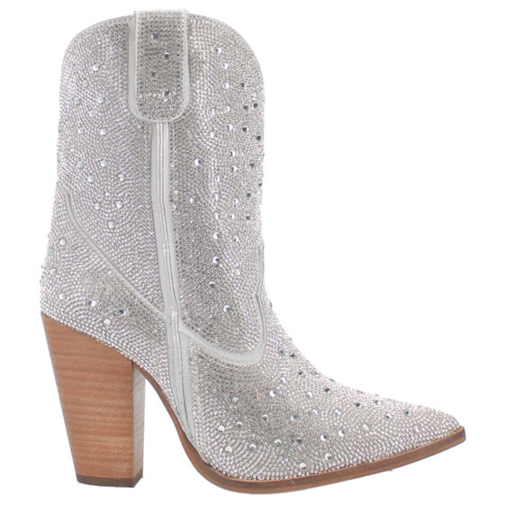 Dingo Rhinestone Cowgirl Pointed Toe Cowboy Womens Silver Casual Boots DI577-04