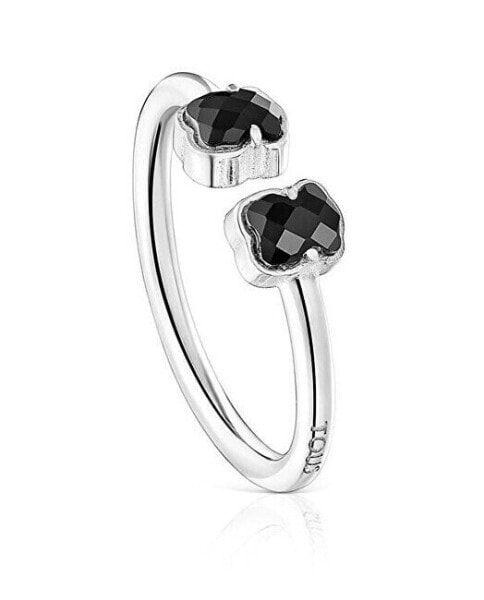 Open silver ring with onyx 1001943413