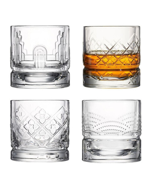 Assorted 10 Ounce Whisky Tumblers, Set of 4