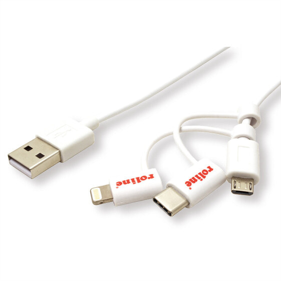 ROLINE 11.02.8329 - 1 m - USB A - Micro-USB B - USB 2.0 - Male/Male - White