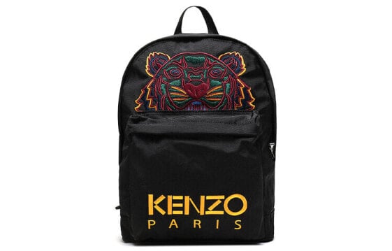 KENZO 经典虎头Logo彩色刺绣休闲潮酷大容量 聚酯纤维 书包背包双肩包 男女同款情侣款 黑色 / Рюкзак KENZO accessories / 5SF300-F20-99C