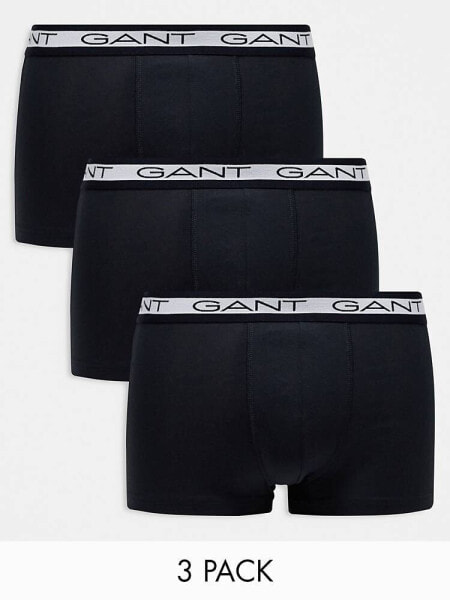 GANT 3 pack trunks with logo waistband in black