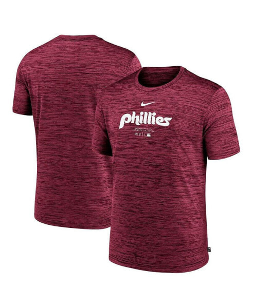 Men's Burgundy Philadelphia Phillies Authentic Collection Velocity Performance Practice T-Shirt