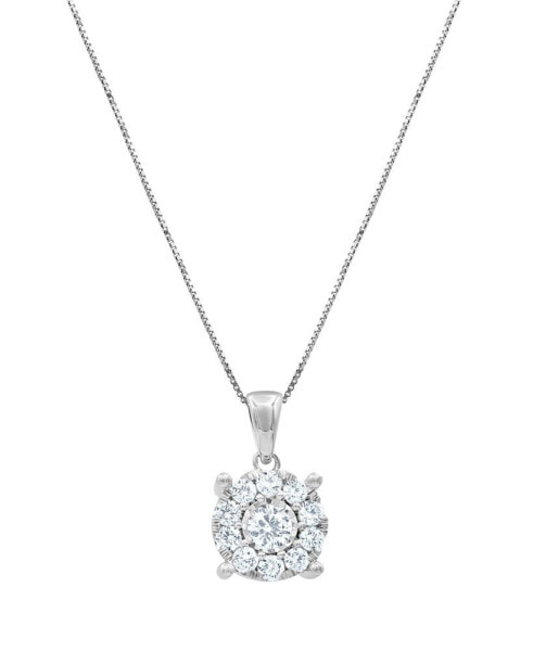 Macy's diamond Halo 18" Pendant Necklace (3/4 ct. t.w.) in 14k White, Yellow or Rose Gold