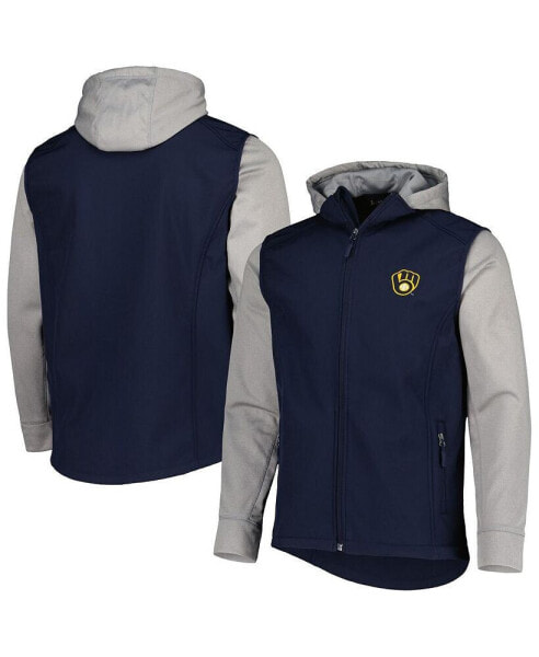 Men's Navy, Heather Gray Milwaukee Brewers Alpha Full-Zip Jacket