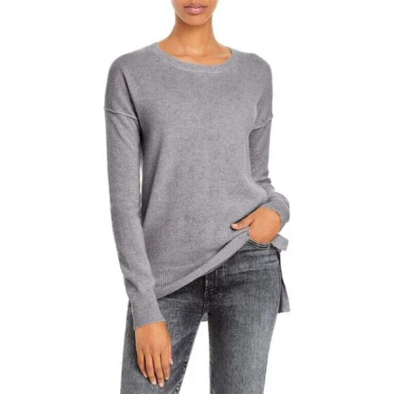 Aqua Cashmere High Low Cashmere Sweater in Medium Gray Size S