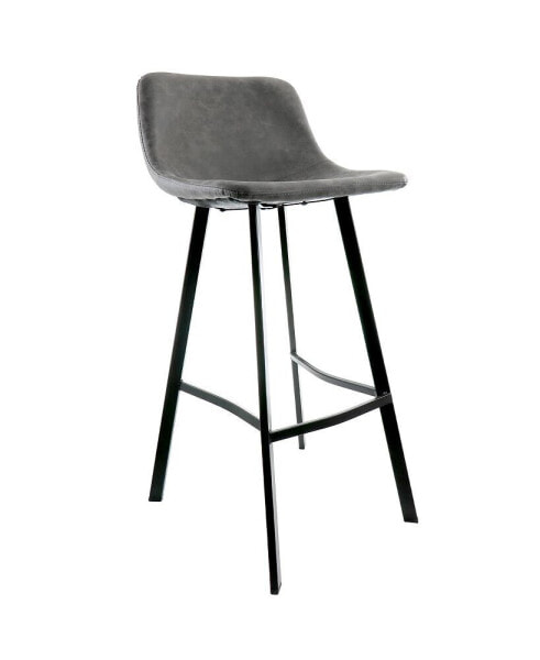 Faux Leather Bar Stool in Gray with Black Legs