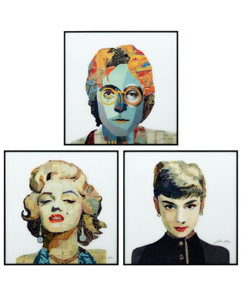 Marilyn, John Audrey Reverse Printed Art Glass and Anodized Aluminum Frame Glass Wall Art, 24" x 24" x 1"