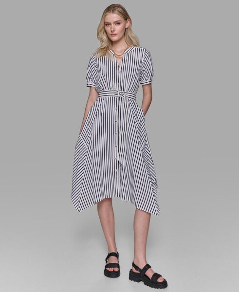 Women's Stripe-Print Silky- Crepe Dress