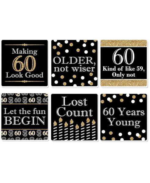 Adult 60th Birthday - Gold - Funny Party Decorations - Drink Coasters - Set of 6