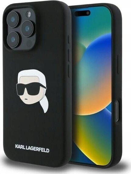 Karl Lagerfeld Karl Lagerfeld KLHMP16LSKHPPLK iPhone 16 Pro 6.3" czarny/black hardcase Silicone Karl Head Print MagSafe