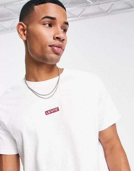 Levi's t-shirt in white with central small box tab logo