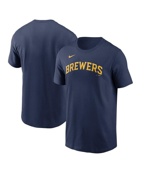 Футболка Nike мужская Milwaukee Brewers Fuse Wordmark синего цвета