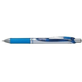 Pentel EnerGel, Retractable gel pen, Blue, Blue,Silver, Rubber, Medium, 0.7 mm