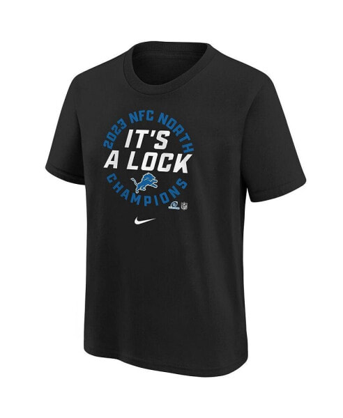 Big Boys Black Detroit Lions 2023 NFC North Division Champions Locker Room Trophy Collection T-shirt