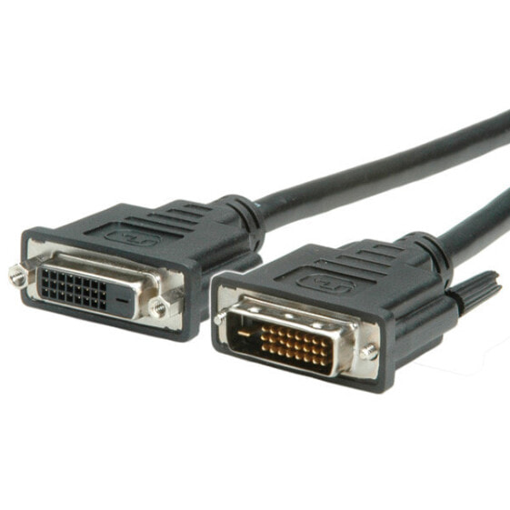 VALUE Monitor DVI Cable - DVI (24+1) - Dual Link - M/F 2.0 m - 2 m - DVI-D - DVI-D - Male - Female - Black