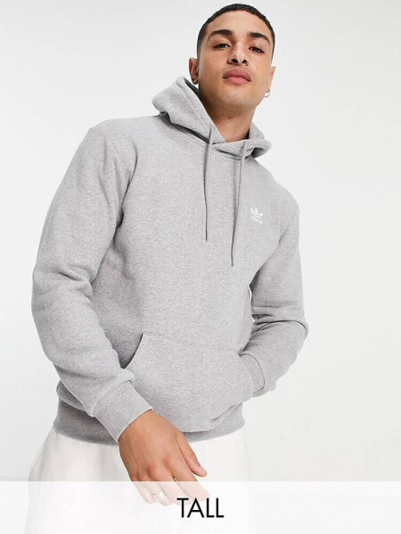 adidas Originals Trefoil Essentials Tall logo hoodie in grey