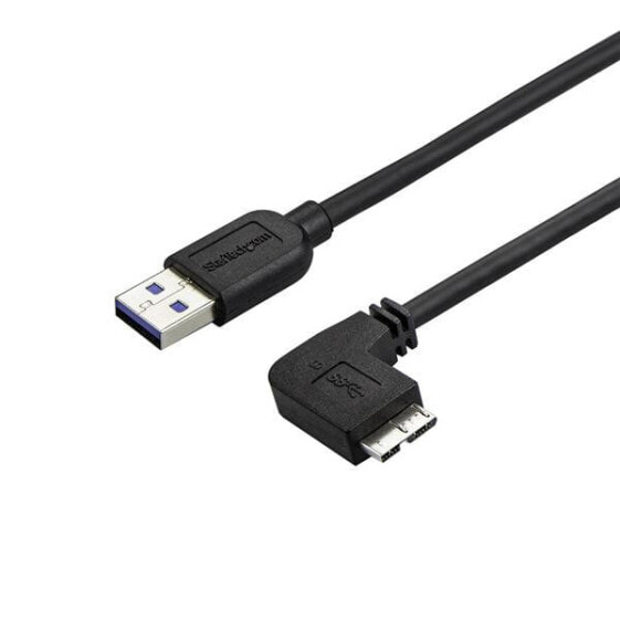 StarTech.com Slim Micro USB 3.0 Cable - M/M - Right-Angle Micro-USB - 0.5m (20in) - 0.5 m - USB A - Micro-USB B - USB 3.2 Gen 1 (3.1 Gen 1) - 5000 Mbit/s - Black