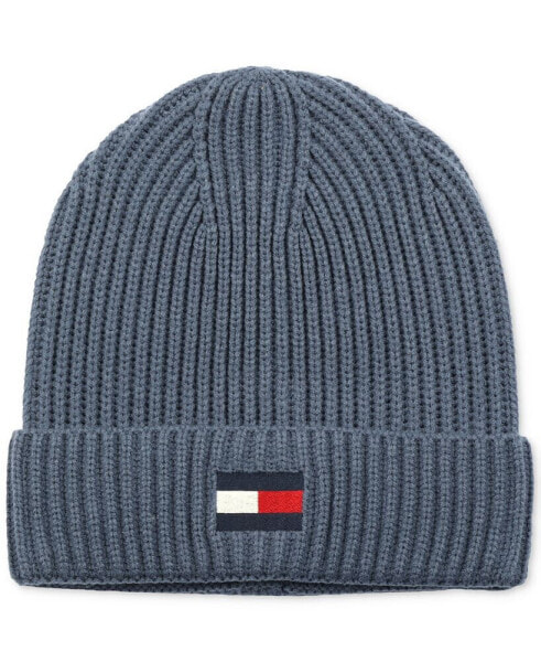 Men's Fisherman Ribbed-Knit Logo Beanie