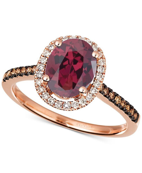 Raspberry Rhodolite (2-1/5 ct. t.w.) & Diamond (1/4 ct. t.w.) Ring in 14k Gold