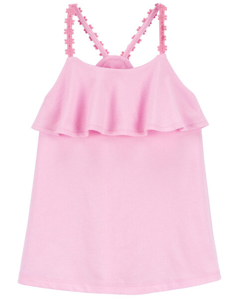 Toddler Flower Strap Ruffle Tank 3T