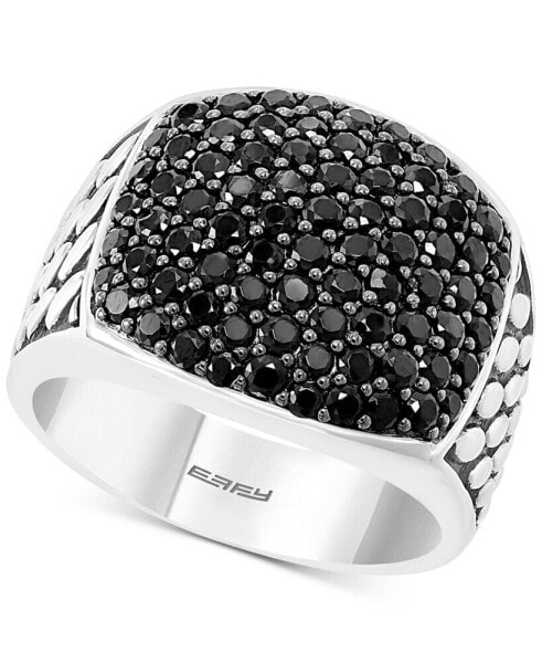 EFFY® Men's Black Spinel Cluster Ring in Sterling Silver