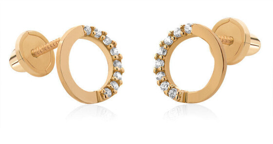 Decent earrings in yellow gold with zircons 14/178.181/17ZIR