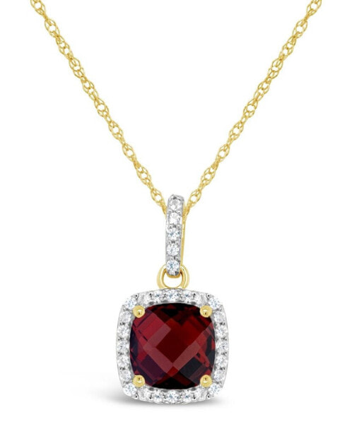 Macy's garnet Peridot (2 ct. t.w.) and Created White Sapphire (1/6 ct. t.w.) Pendant Necklace in 10k Yellow Gold. Also Available in Peridot)